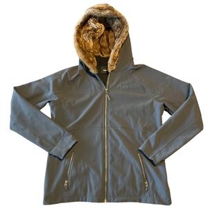 Marmot Women Gray Faux Fur Lined Hood Softshell Jacket XL C97300